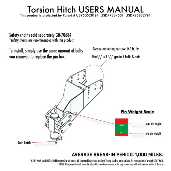 GEN-Y HITCH EXECUTIVE TORSION-FLEX AUTO LATCH F - GH8055AL