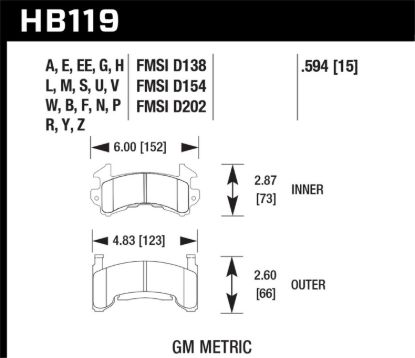 HAWK BRAKE PADS DTC-70 - HB119U594
