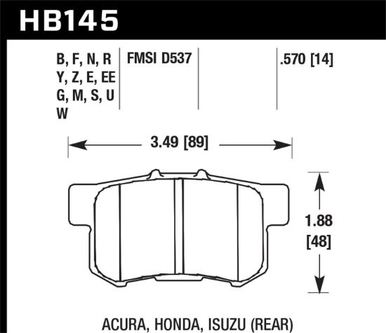 HAWK BRAKE PADS ACURA HON ISUZ - HB145N570