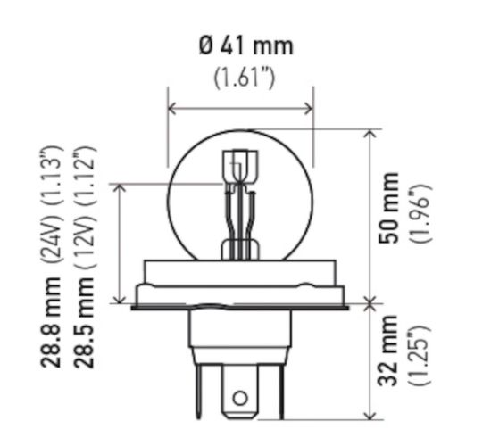 HELLA BULB 7952 24V 55/50W P45T S13 R2 - 002088255