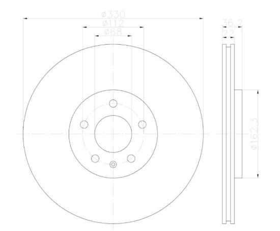 HELLA DISC BRAKE ROTOR - 355123142