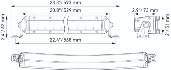 HELLA BLK MAG TOUGH 20' SLIM CURV LTBAR - 358197501