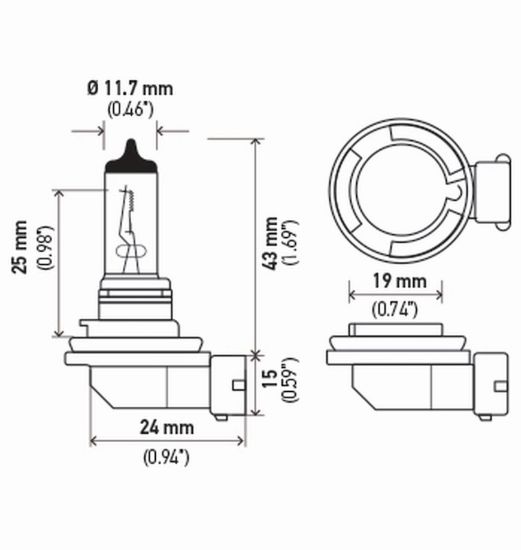 HELLA BULB H11 12V 55W PGJ19-2 T4 SB - H11SB