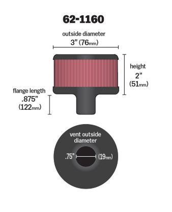 K&N FILTER CRANKCASE VENT FLT.SEE AP - 621160
