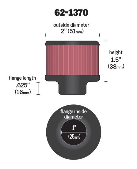 K&N FILTER CRANKCASE VENT FLT.SEE AP - 621370
