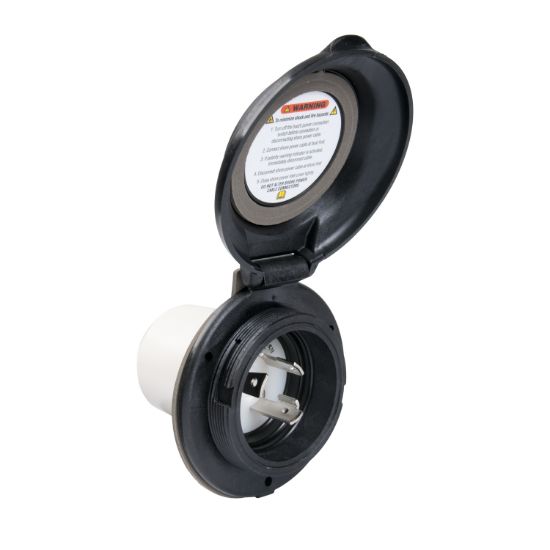 MARINCO 125V CNTRD PWR INLT BLK - 304ELBRVBL
