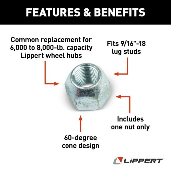 LIPPERT COMP 60 LUG NUT  9/16'-18 - 134581