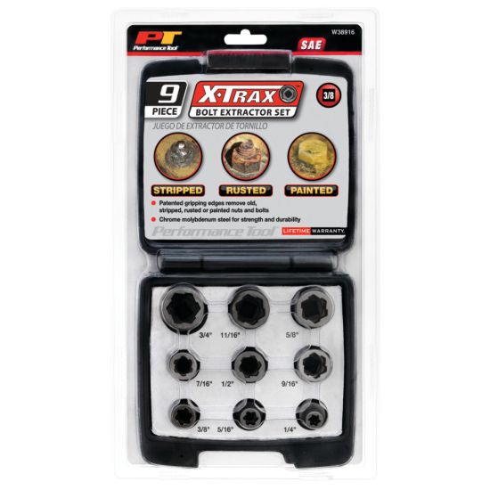 PERFORM TOOL 9PC 3/8' DR SAE BOLT EXTRACTOR - W38916