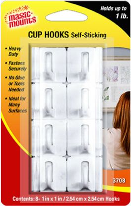 MAGIC MOUNTS CUP HOOK 8/PK WHT - 3708
