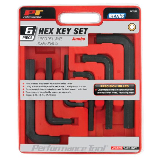 PERFORM TOOL 6 PC JUMBO HEX KEY SET ME - W1938