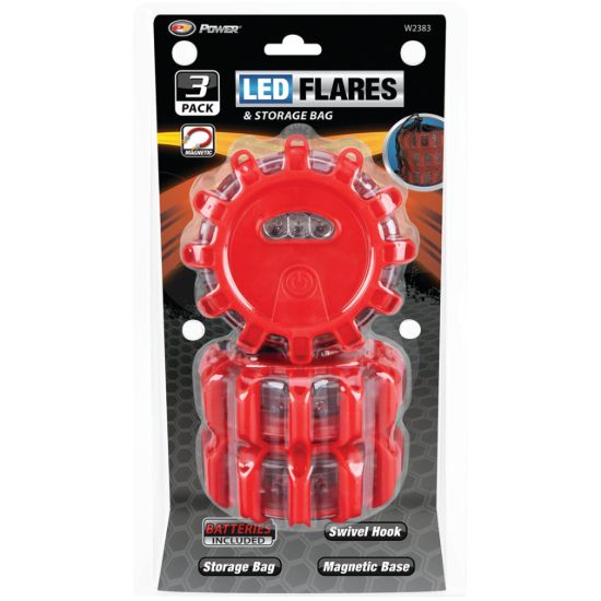 PERFORM TOOL 3-PK LED ROAD FLARES W/BAG - W2383