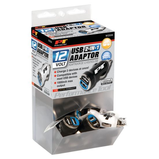 PERFORM TOOL USB ADAPTOR-12V DUAL - W2556