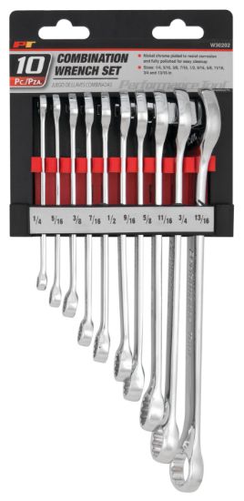 PERFORM TOOL 10 PC SAE POLISH STD WRENCH SET - W30202