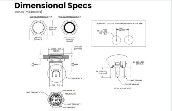 SIERRAMARINE PUSH BUTTON SWITCH  WHITE HALO - AV10030W