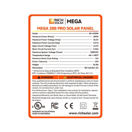RICH SOLAR MEGA 200 - PRO 200W 24V - RSM200P