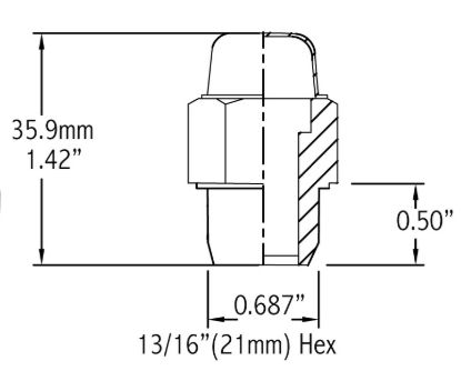 REVOLUTION LUG NUT SHORT MAG (0.50') - 812123