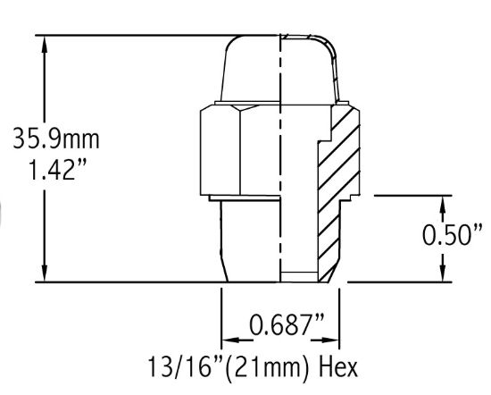 REVOLUTION LUG NUT SHORT MAG (0.50') - 812123