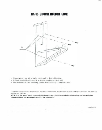 RACK'EM MFG SHOVEL RACK - RA15