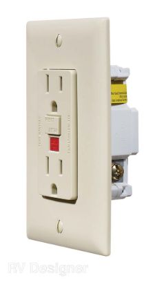 RV DESIGNER DUAL GFCI OUTLET-IVORY - S803