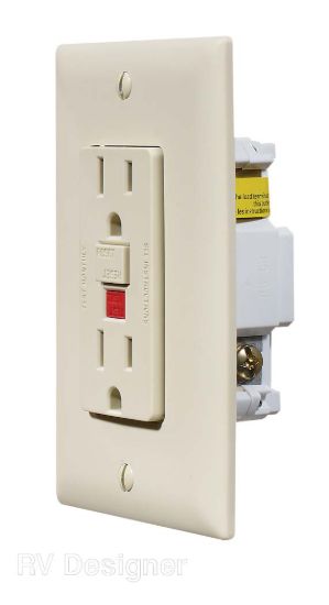 RV DESIGNER DUAL GFCI OUTLET-IVORY - S803