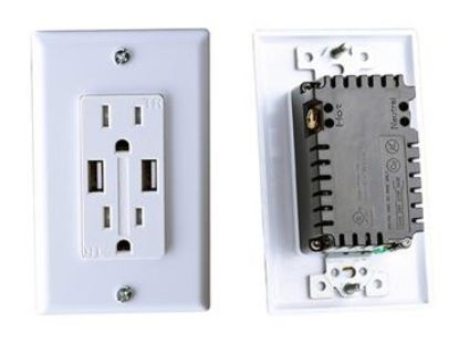 RV DESIGNER AC DUAL OUTLET W/ COVER & 2 USB CHA - S850