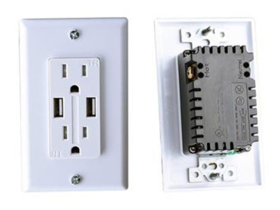 RV DESIGNER AC DUAL OUTLET W/ COVER & 2 USB CHA - S850
