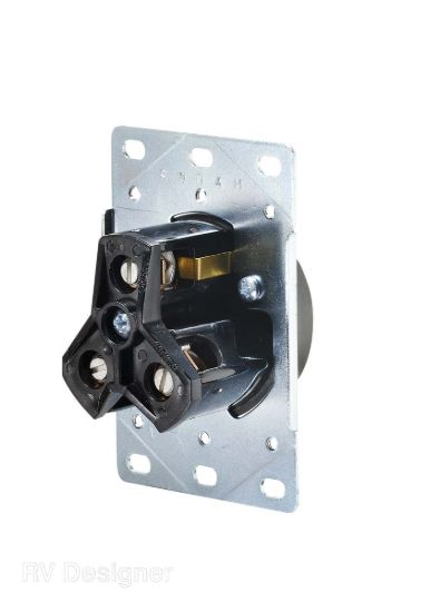 RV DESIGNER 30 AMP FLUSH RECEPTACLE - S971