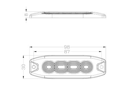 RACESPORT LT WHITE-AMBER STROBE PRO SERIES 4-LED - 3020BSP