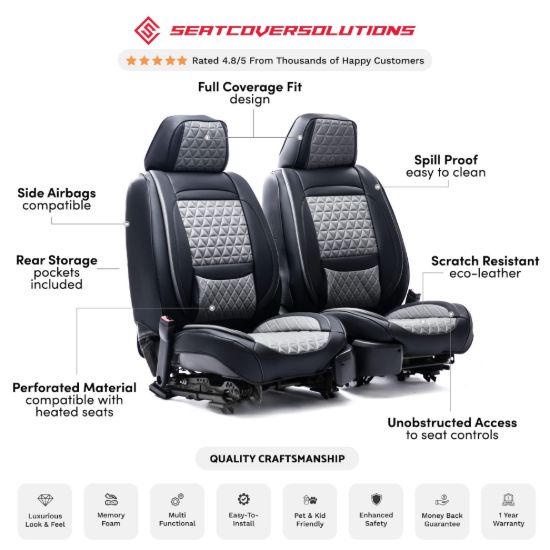 SEAT CVR SOL BUNDLE 1 FULL  FRNT & REAR BLK/GRY - 01SBG