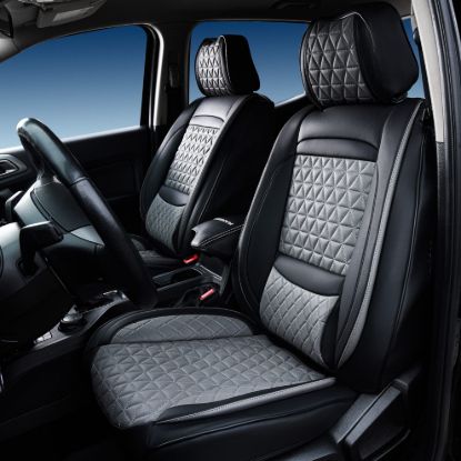 SEAT CVR SOL BUNDLE 3 FULL  FRNT & REAR BLK/GRY - 03SBG