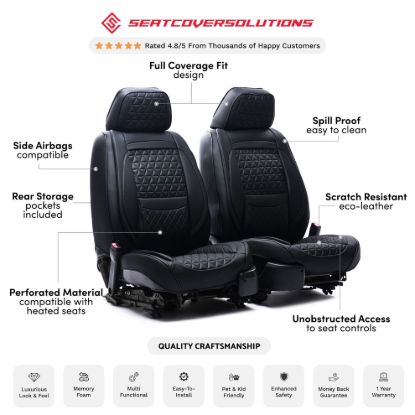 SEAT CVR SOL BUNDLE 3 FULL  FRNT & REAR BLK - 03SBL