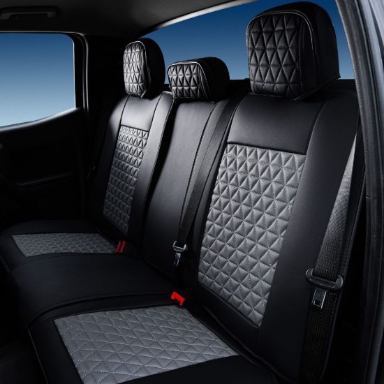 SEAT CVR SOL BUNDLE 4 FULL  FRNT & REAR BLK/GRY - 04SBG