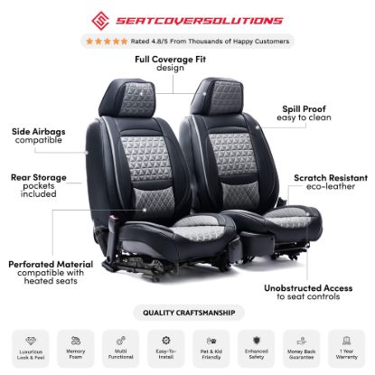 SEAT CVR SOL BUNDLE 10 FULL  FRNT & REAR BLK/GRY - 10SBG