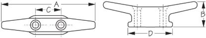 SEA DOG ALUMINUM CLEAT COUNTERSUNK 6' - 046106