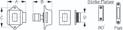SEA DOG PUSH BUTTON RIM LATCH - SQUARE - 2253101