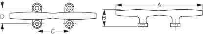 SEA DOG STAINLESS OPEN BASE CLEAT 4' - 416041