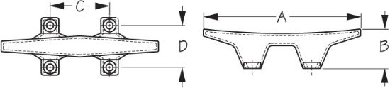 SEA DOG CHROME ZINC 4-HOLE CLEAT 4-1/2 - 441041