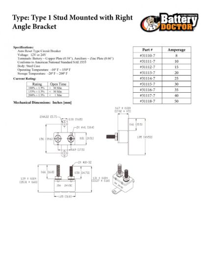 WIRTHCO ANGLE BRACKT TYPE 1-40AMP - 31117