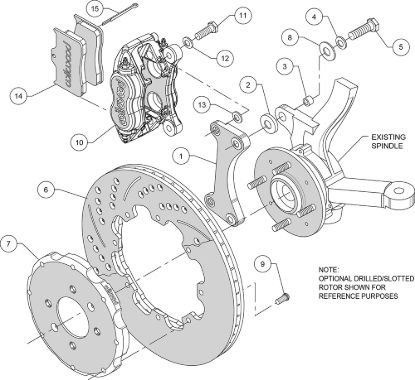 WILWOOD FDL FRONT HAT KIT12.19RED - 1406310R