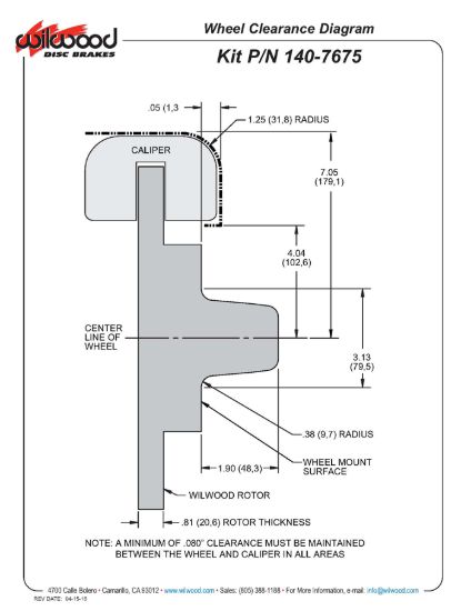 WILWOOD FDL FRT KIT12.19 DRILL RD - 1407675DR