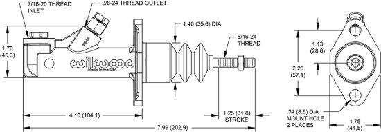 WILWOOD GS REMOTE MASTER CYLINDER - .625' B - 26015089