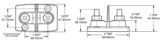 BLUE SEA POWERPOST DUAL 2 X 5/16IN STUDS W/ - 2016BSS