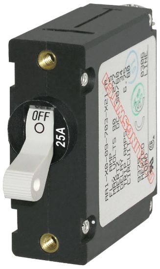 BLUE SEA CIRCUIT BREAKER AA1TOGGLE 25A WHT - 7218BSS