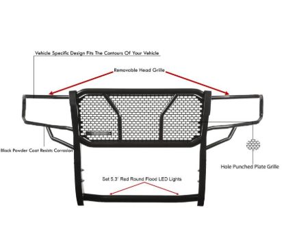 BLACK HORSE BLK RUGGED HD GRILLE GUARD KIT - OTA05BPLFR