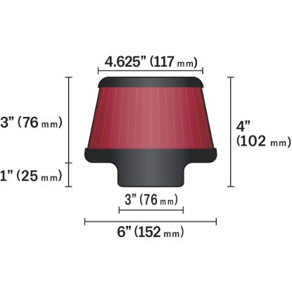 K&N FILTER UNIVERSAL CLAMP-ON AIR FILTER - RU5288