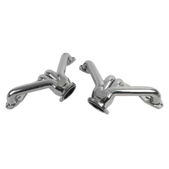 SBC Block Hugger Headers Blueprint Silver Ceramic